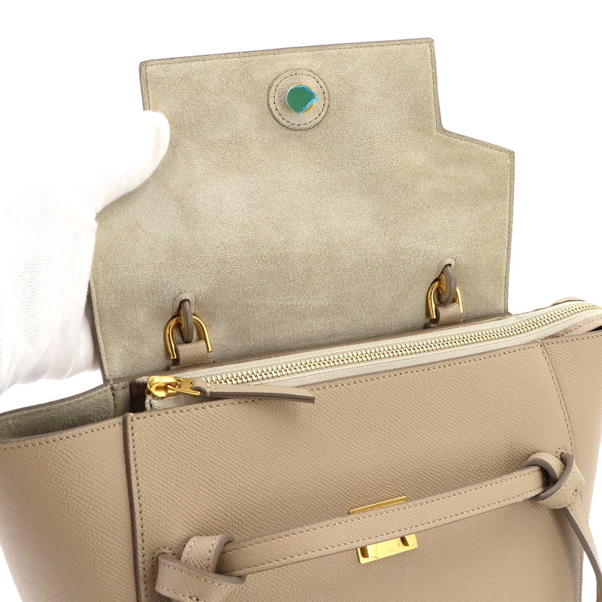 Belt Bag Micro Hand Shoulder Bag Leather Beige 189153