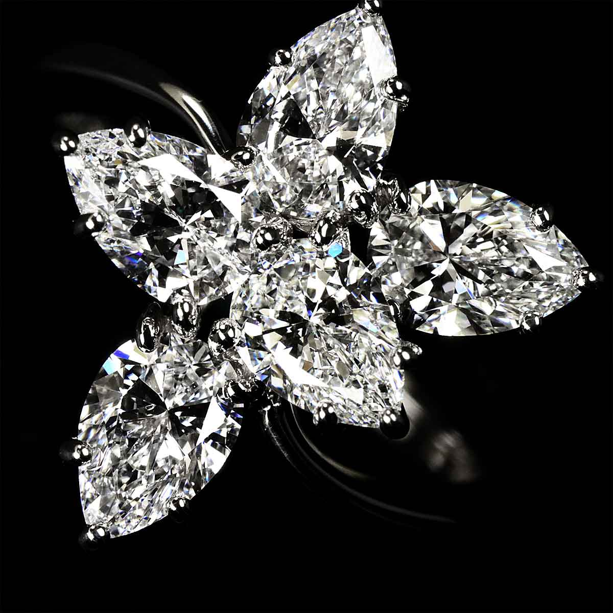 WINSTON Cluster MM Diamond Ring Pt Size4.75-5(US)