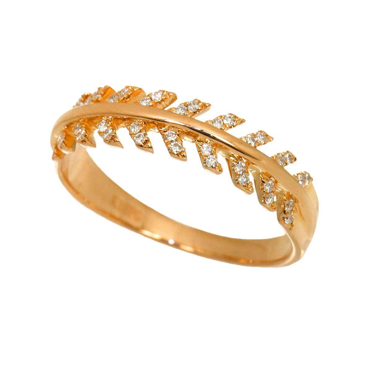 Diamond 0.10ct Ring 18K PG Pink Gold 750 Size6(US)
