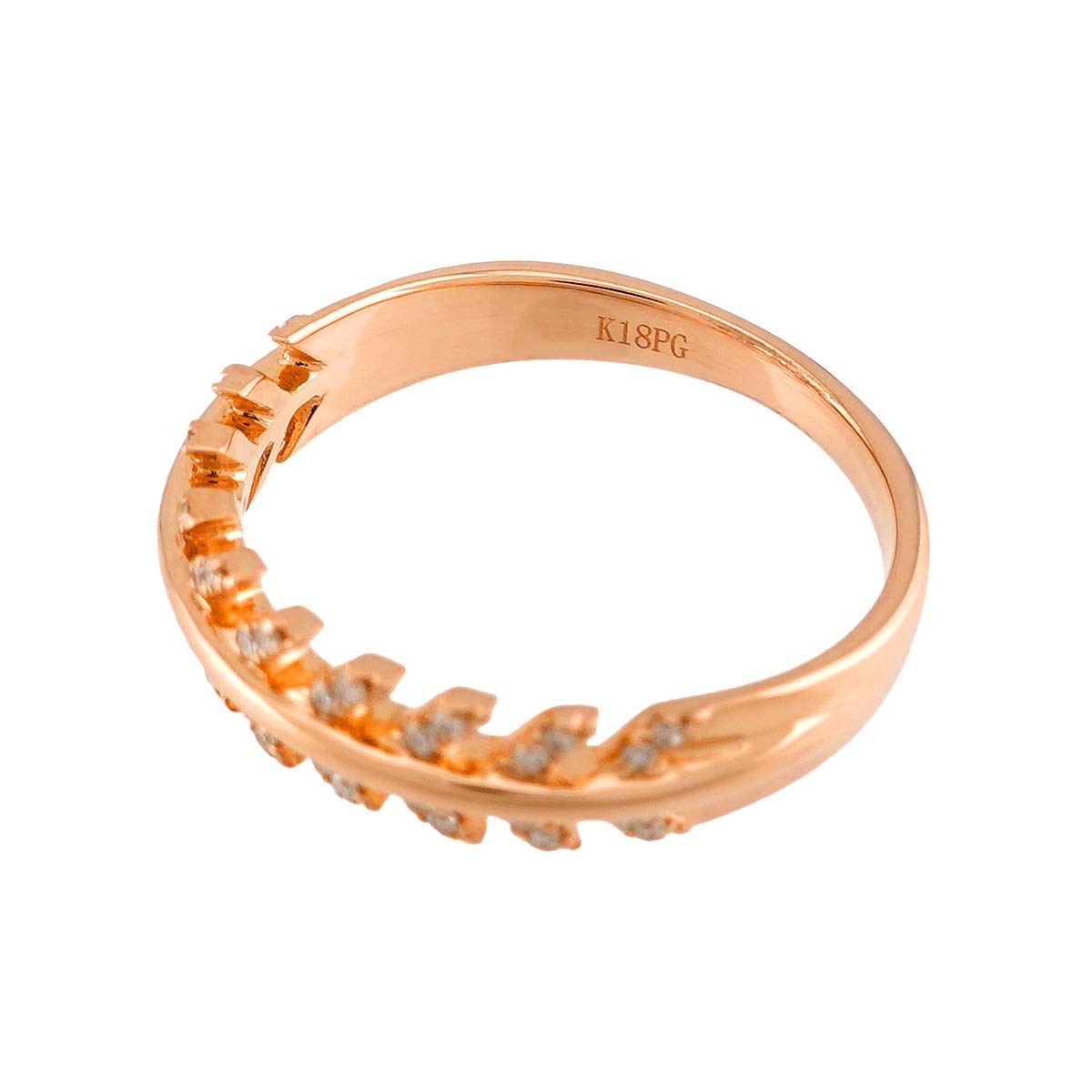 Diamond 0.10ct Ring 18K PG Pink Gold 750 Size6(US)