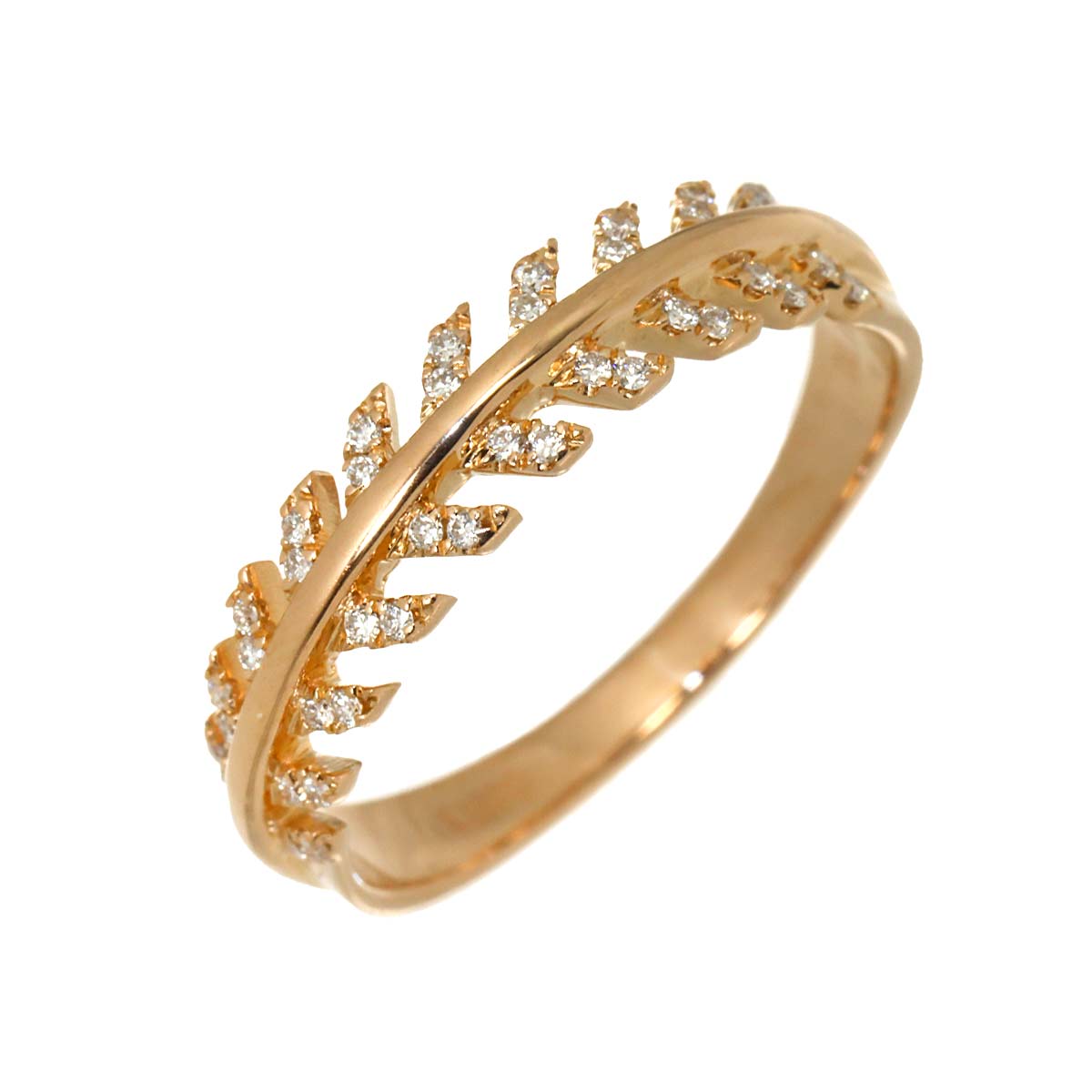 Diamond 0.10ct Ring 18K PG Pink Gold 750 Size6(US)