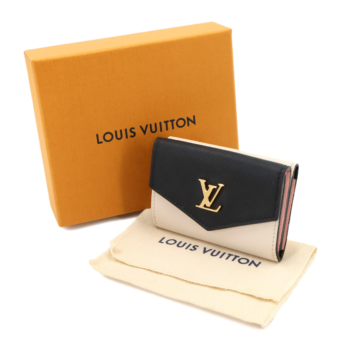 Lock Mini Wallet Leather Beige Noir M80984