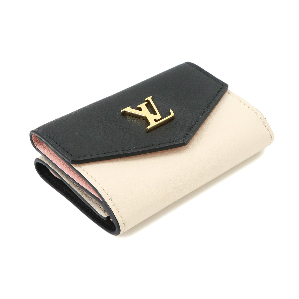 Lock Mini Wallet Leather Beige Noir M80984