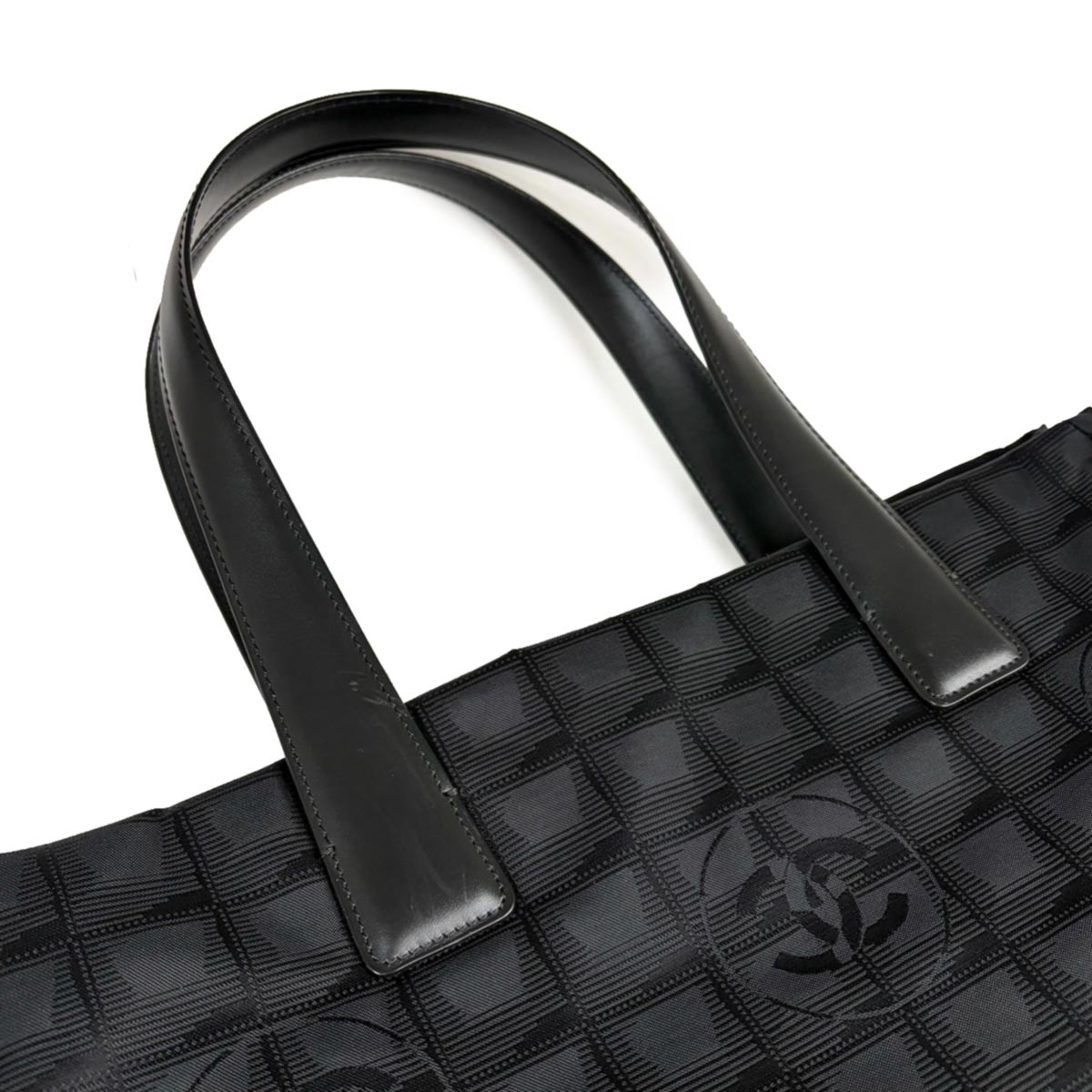 New Travel Line Tote MM Bag Nylon Jacquard Leather Black A15991