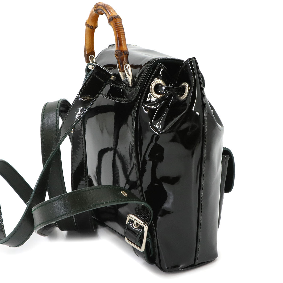Bamboo Backpack Enamel Black Purse