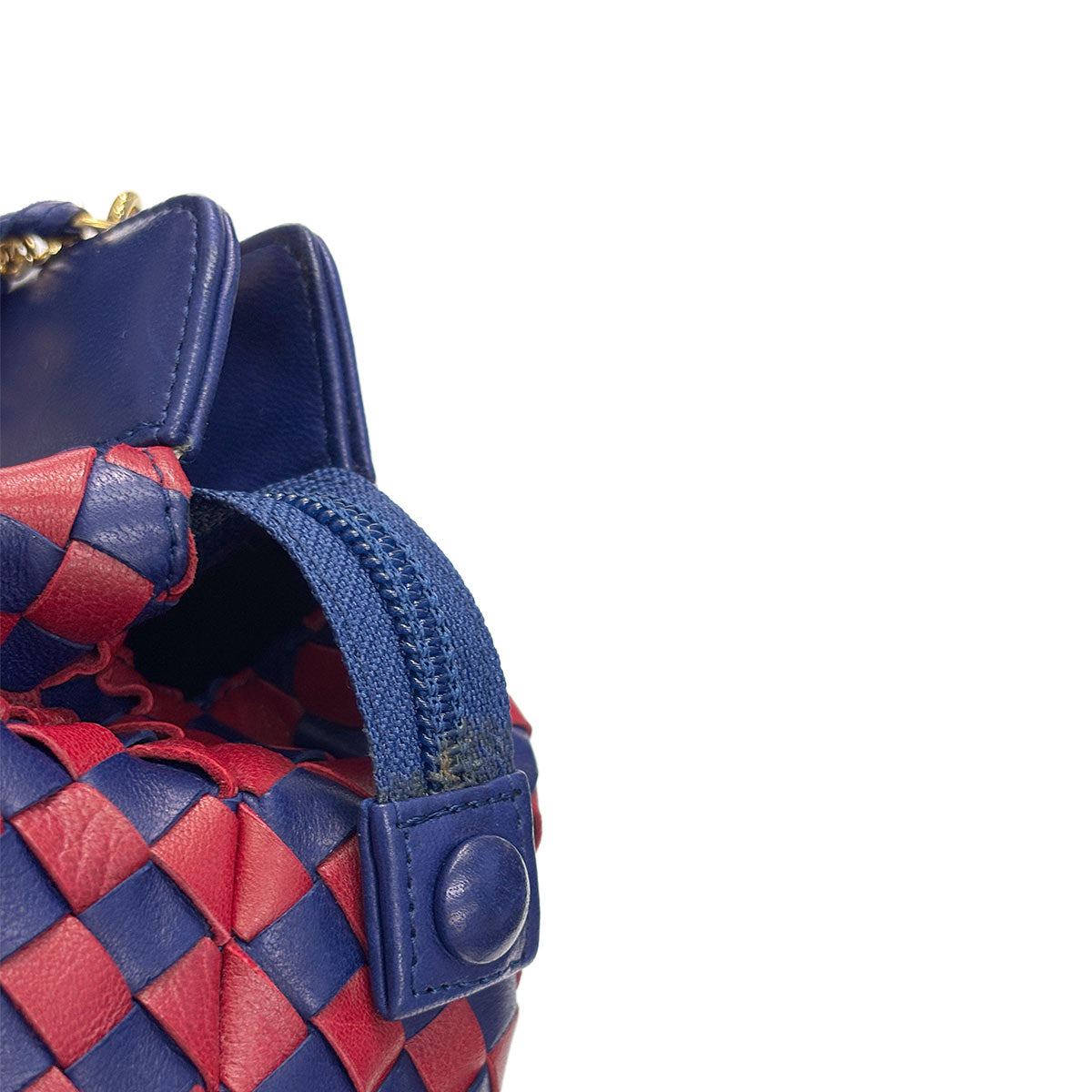 2way Hand Shoulder Bag Leather Navy Red Purse