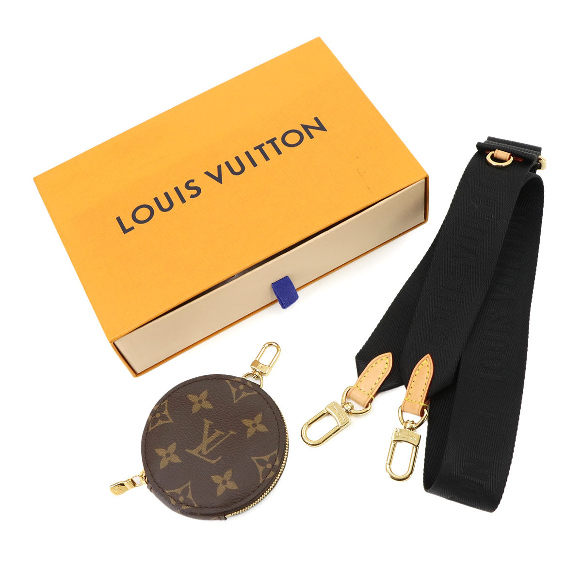 Monogram Shoulder Strap Nylon Leather Black J02487