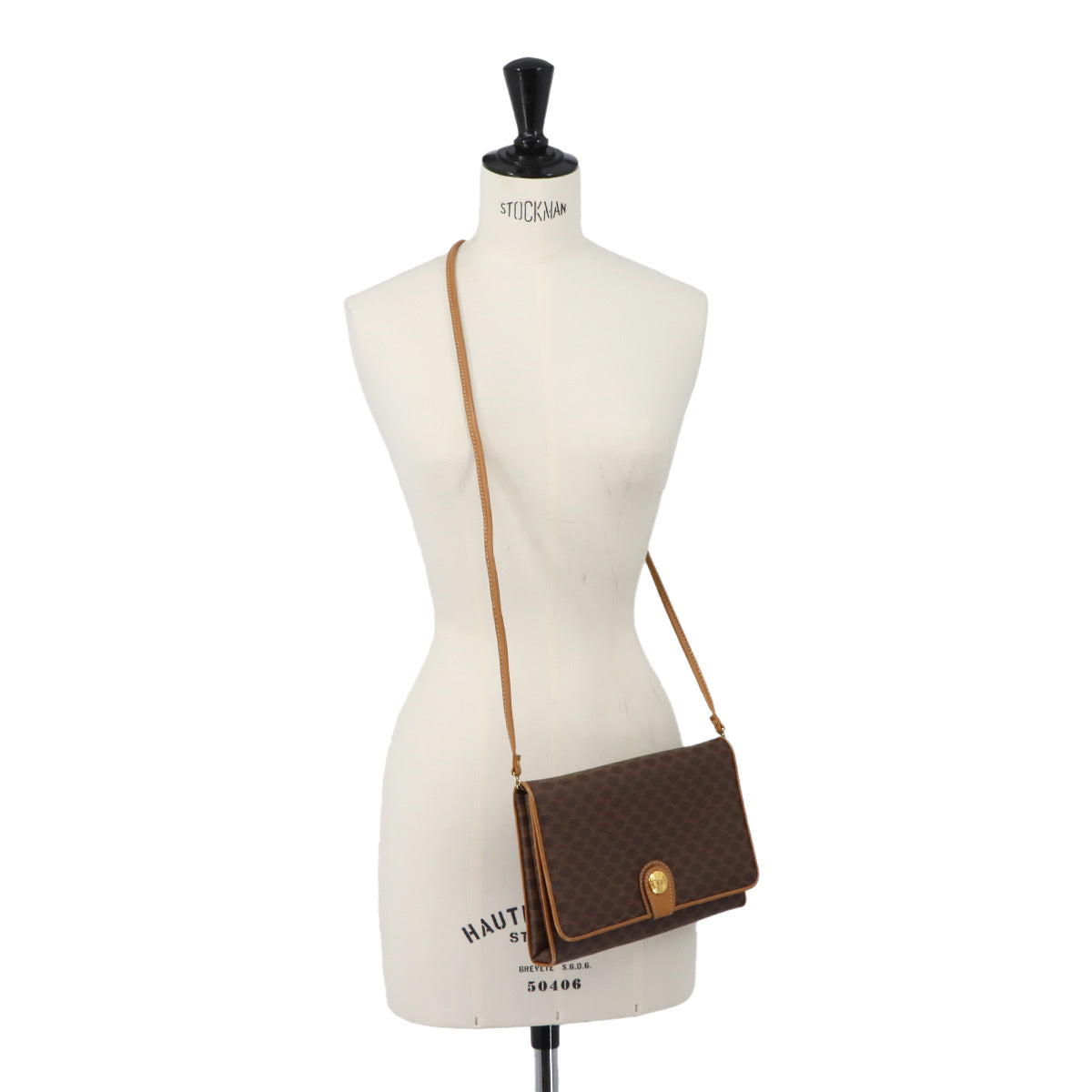 Macadam Shoulder Bag Leather PVC Brown Vintage Purse