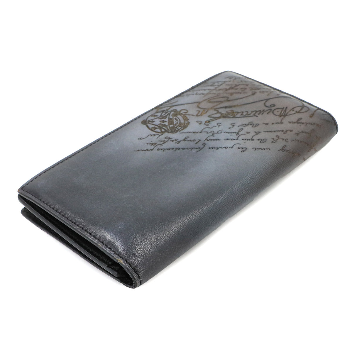 Calligraphy Santal Scritto Long Wallet Venetian Leather Gray