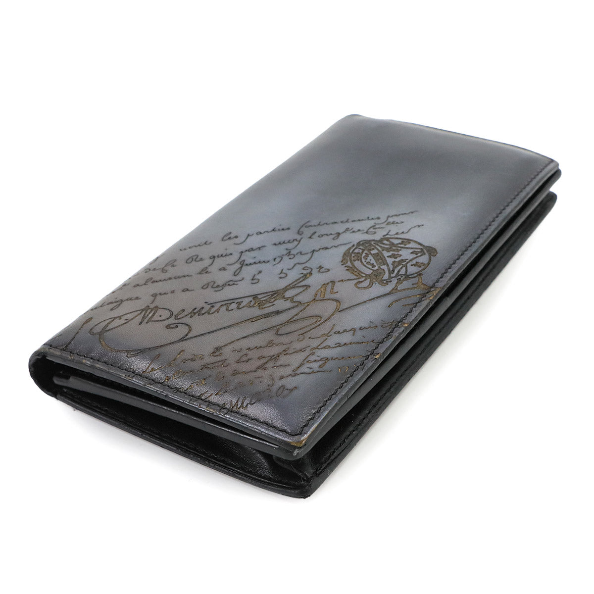 Calligraphy Santal Scritto Long Wallet Venetian Leather Gray