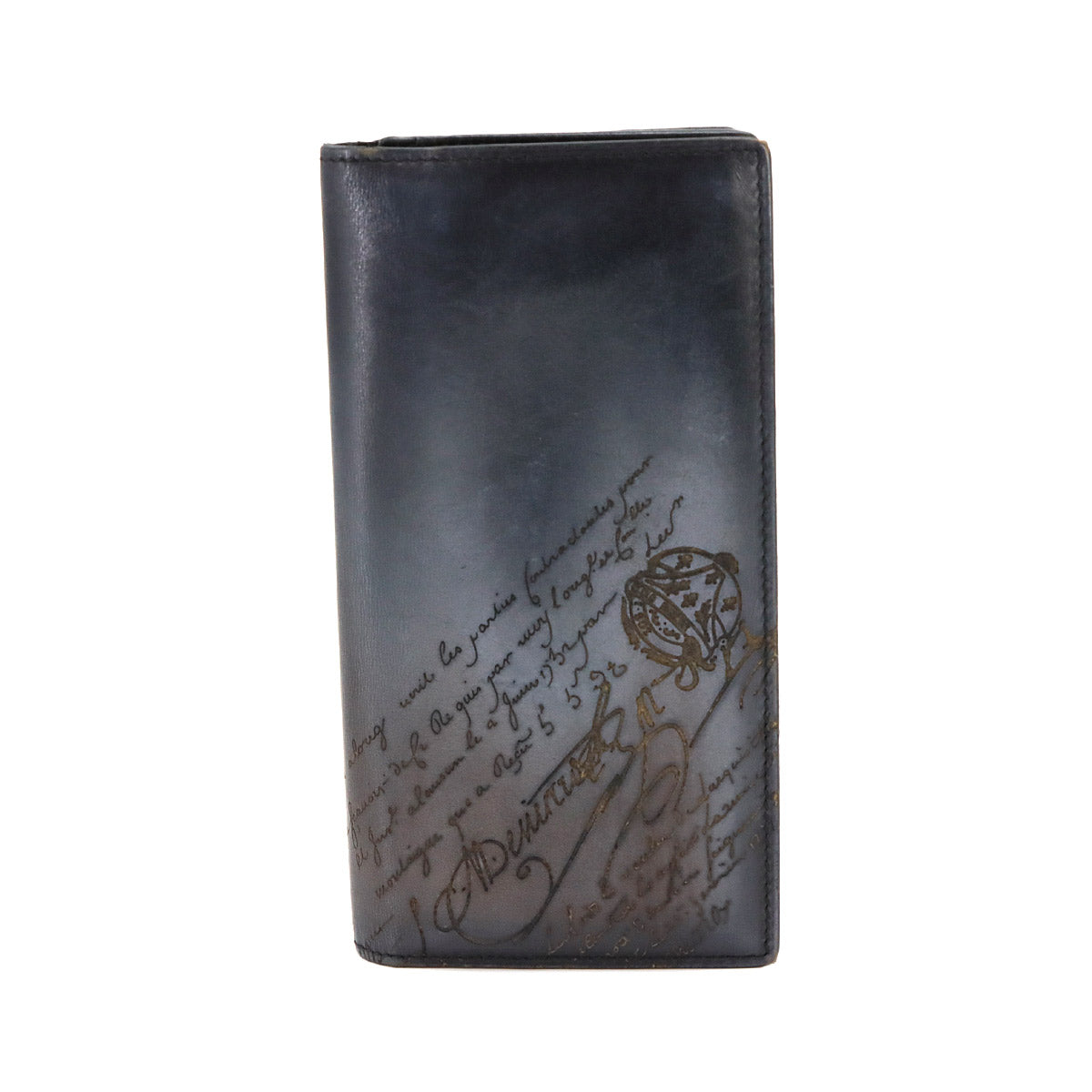 Calligraphy Santal Scritto Long Wallet Venetian Leather Gray