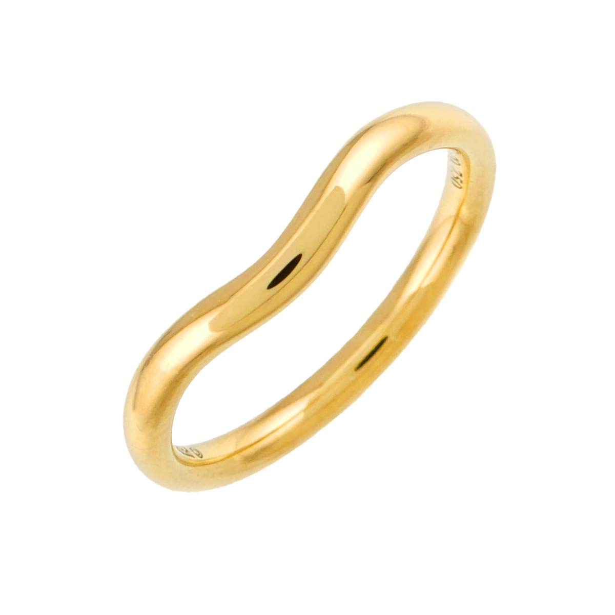 Curved Band Ring 18K Yellow Gold 750 size5.25(US)