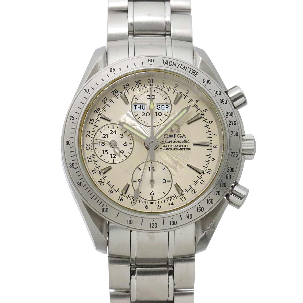 Speedmaster 3221 30 Triple calendar Chronograph Silver Dial