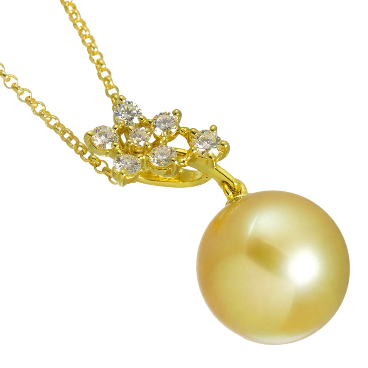 South Sea pearl 12.5mm Diamond 0.31ct Necklace 18K YG 750