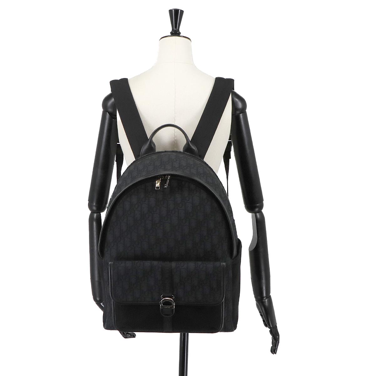 Jett Oblique Backpack Canvas Leather Black Purse