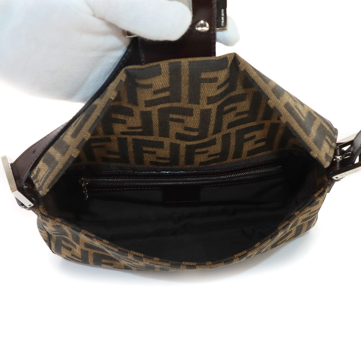 Zucca Mamma Baguette Shoulder Bag Canvas Leather Brown 26424