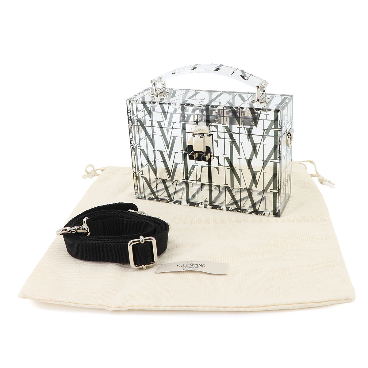 Logo Box Hand Shoulder Bag Acrylic Claear Black