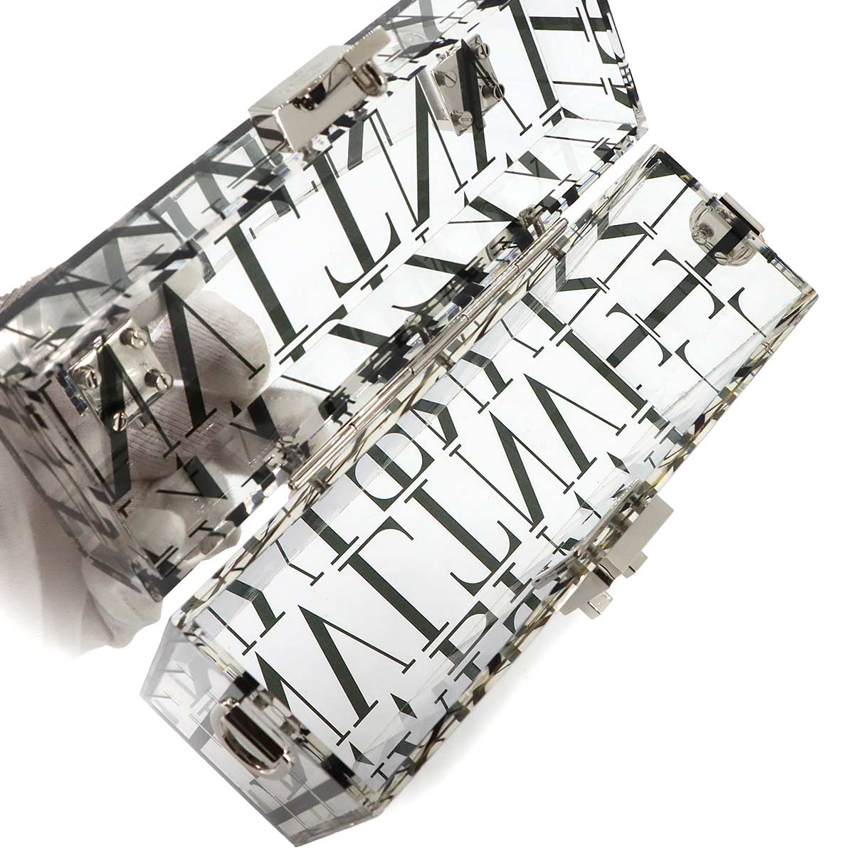 Logo Box Hand Shoulder Bag Acrylic Claear Black