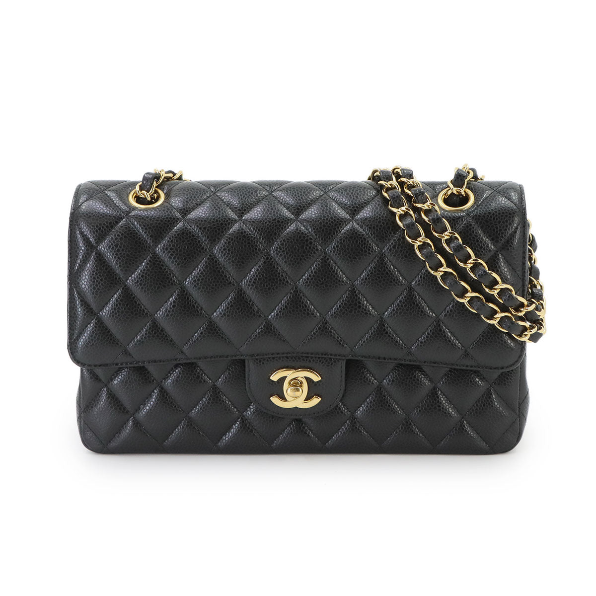 Matelasse 25 Chain Shoulder Bag Leather Black A01112