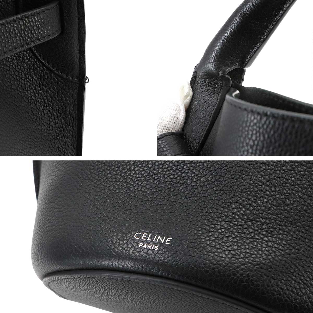 Big Bag Nano Bucket Hand Shoulder Bag Leather Black 187243