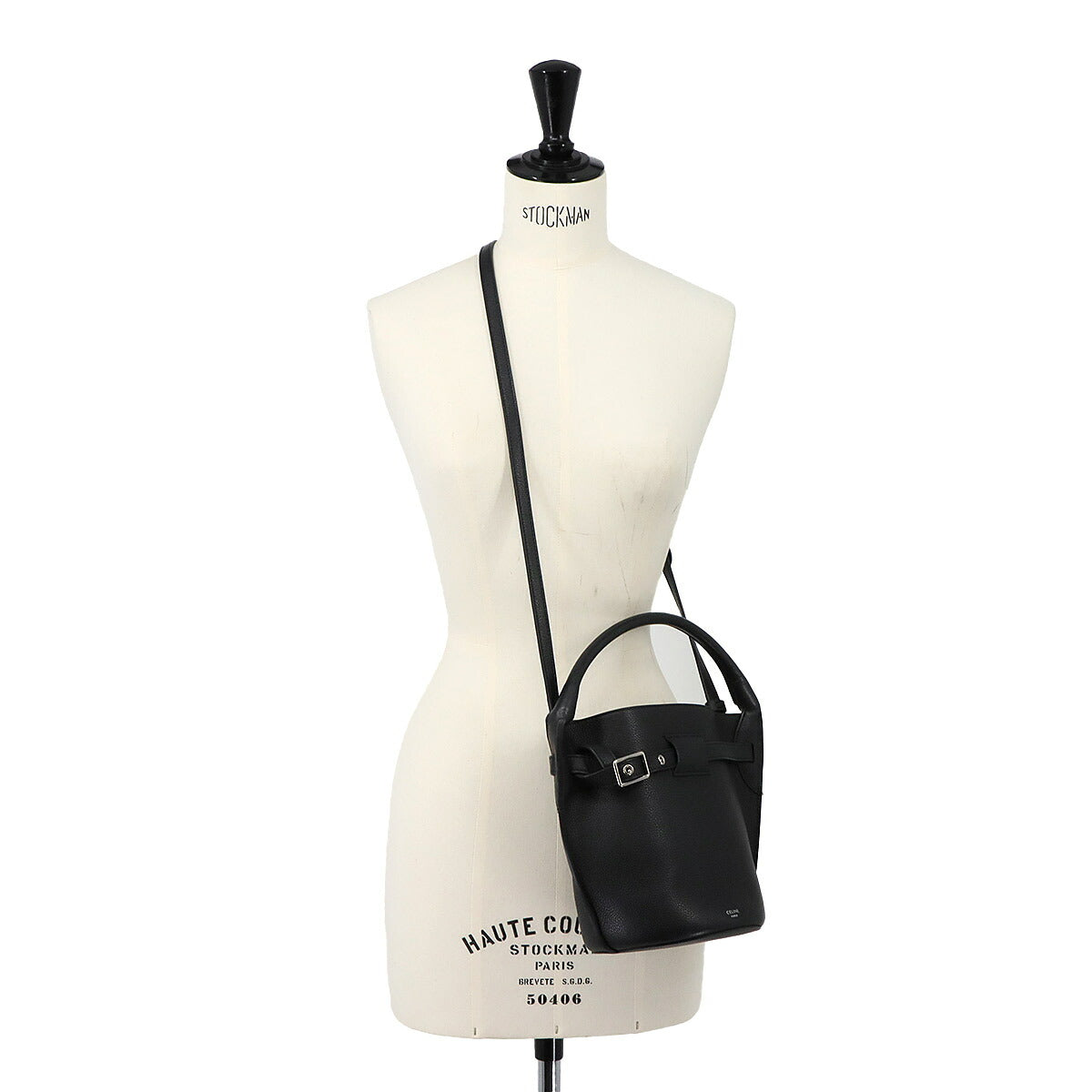 Big Bag Nano Bucket Hand Shoulder Bag Leather Black 187243
