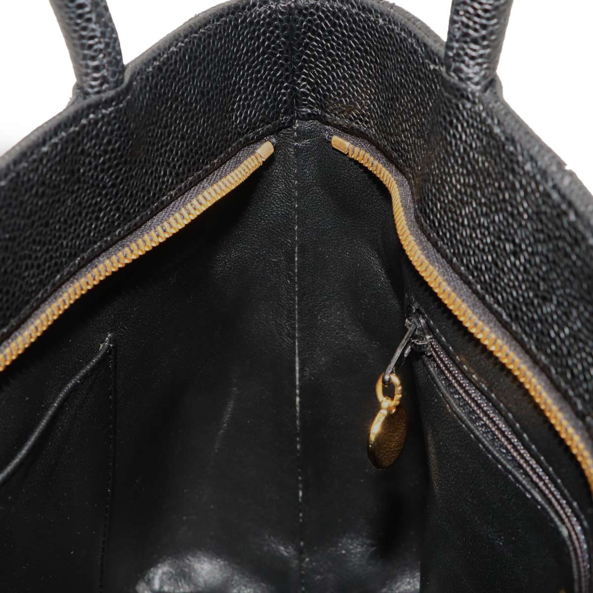 Medallion Tote Bag Leather Black A01804 Coco Logos Vintage