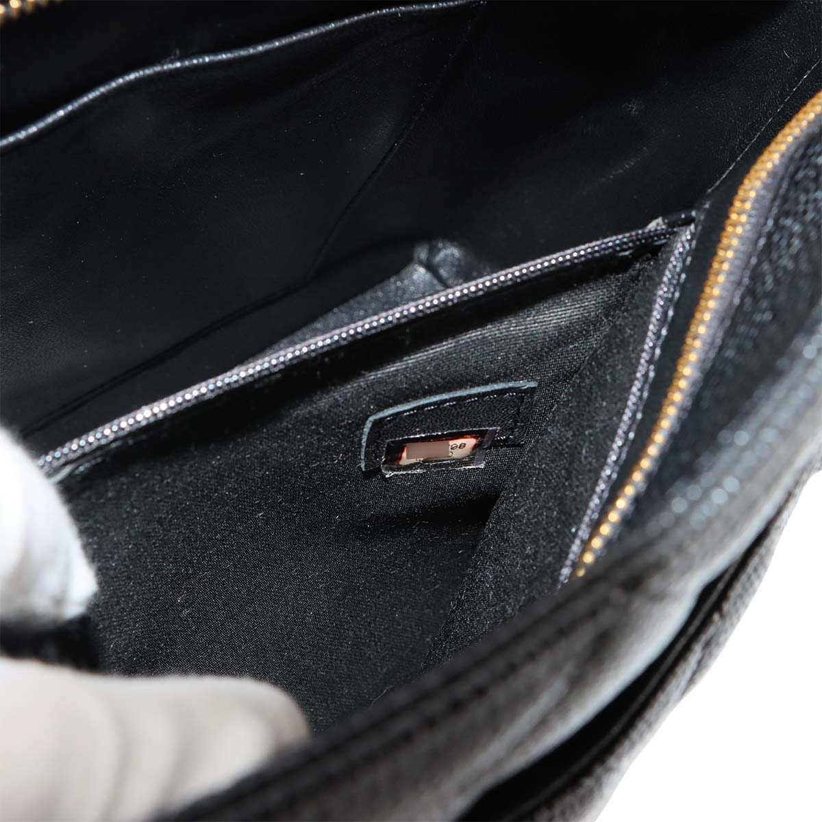Medallion Tote Bag Leather Black A01804 Coco Logos Vintage