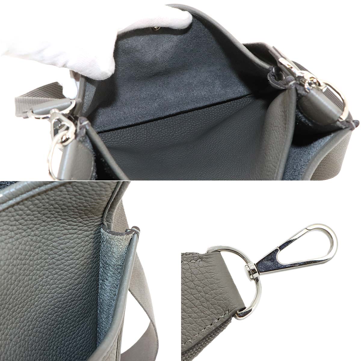 Everlyne 3 PM Shoulder Bag Taurillon Clemence Gris Meyer Purse
