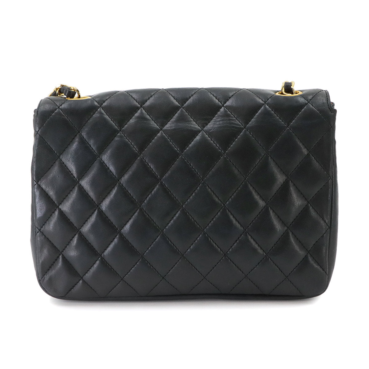 Matelasse Chain Shoulder Bag Leather Black Vintage Purse