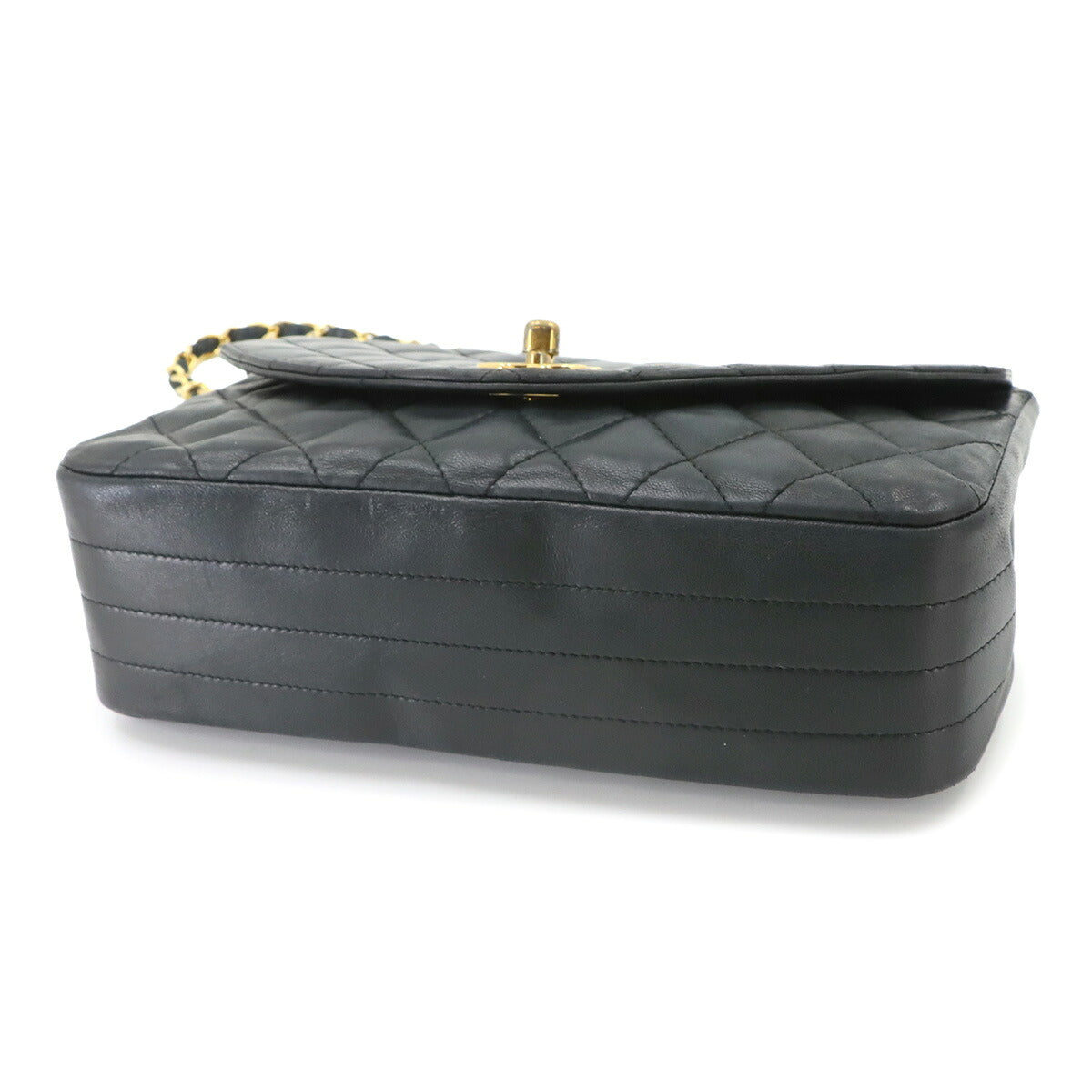 Matelasse Chain Shoulder Bag Leather Black Vintage Purse