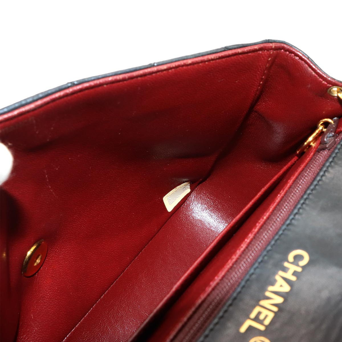Matelasse Chain Shoulder Bag Leather Black Vintage Purse