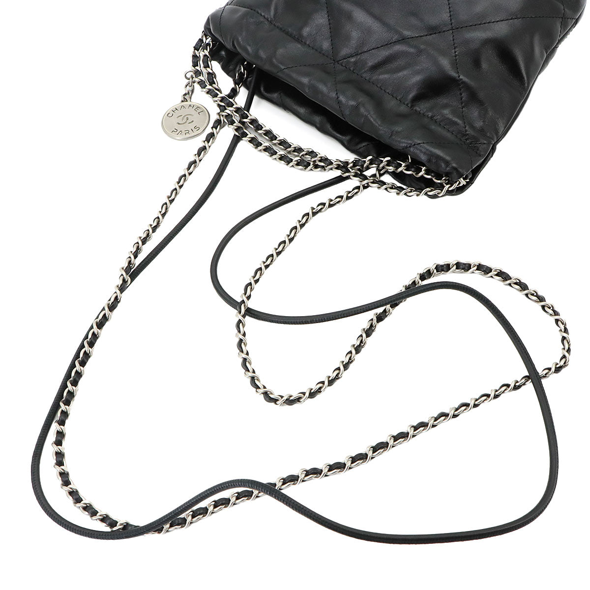 22 Mini Chain Hand Shoulder Bag Leather Black AS3980 Purse