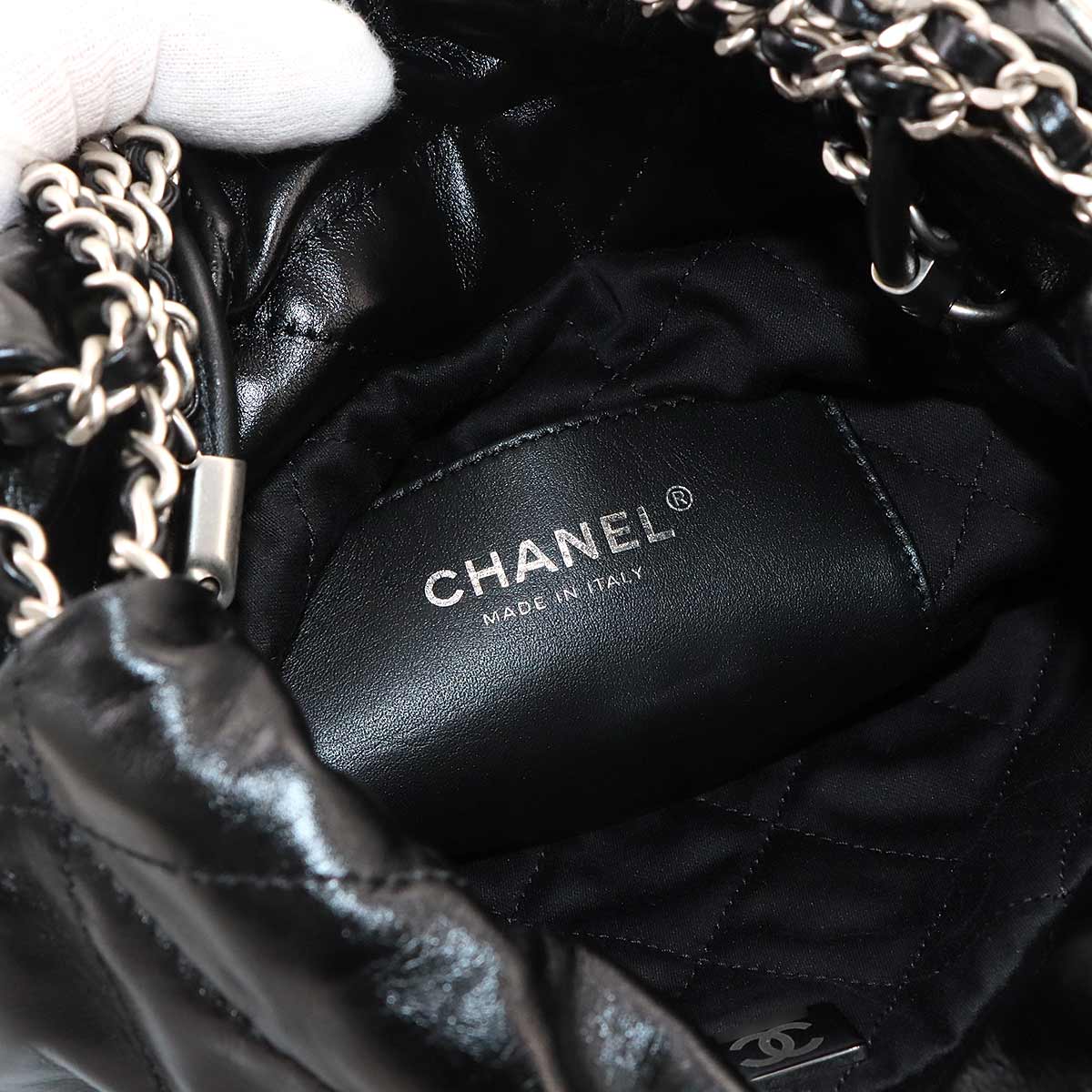 22 Mini Chain Hand Shoulder Bag Leather Black AS3980 Purse