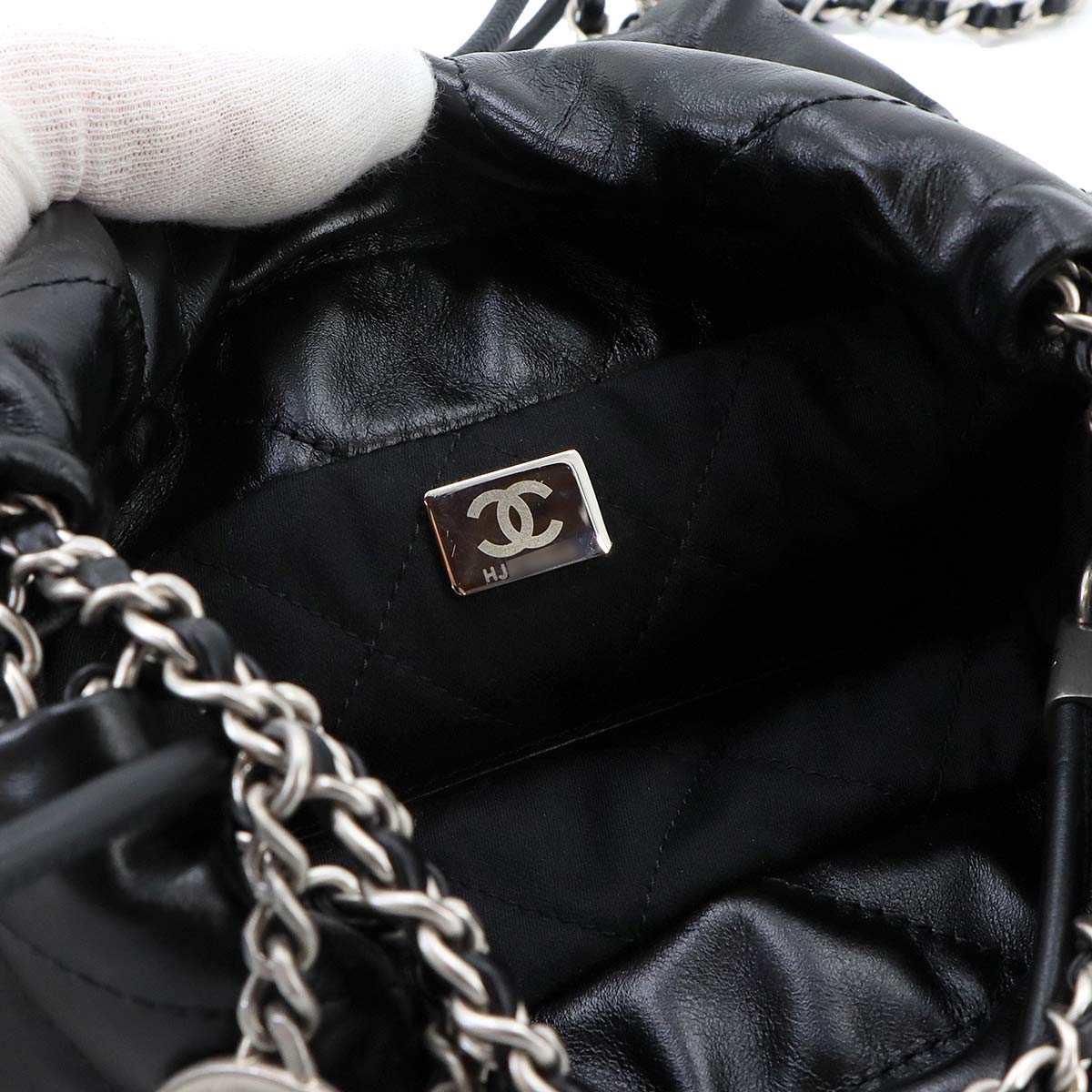 22 Mini Chain Hand Shoulder Bag Leather Black AS3980 Purse