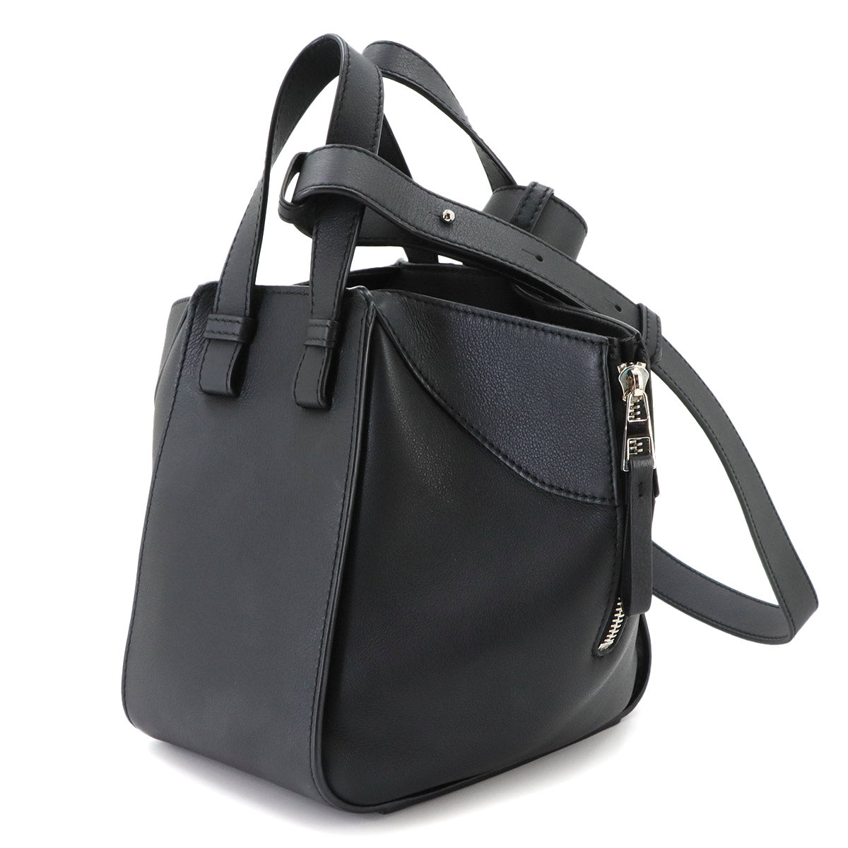 Hammock Compact 2way Hand Shoulder Bag Leather Black
