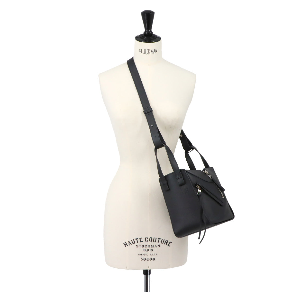 Hammock Compact 2way Hand Shoulder Bag Leather Black