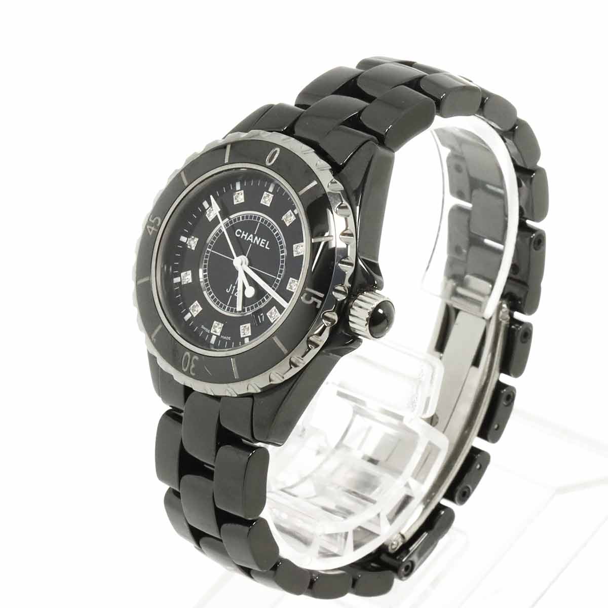 J12 H1625 12P Diamond Quartz Black Dial Ladies Watch