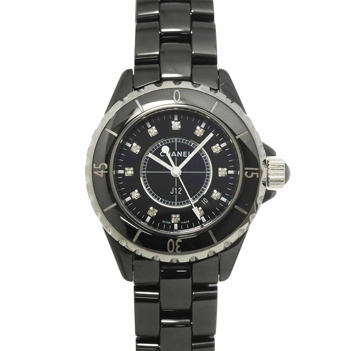 J12 H1625 12P Diamond Quartz Black Dial Ladies Watch