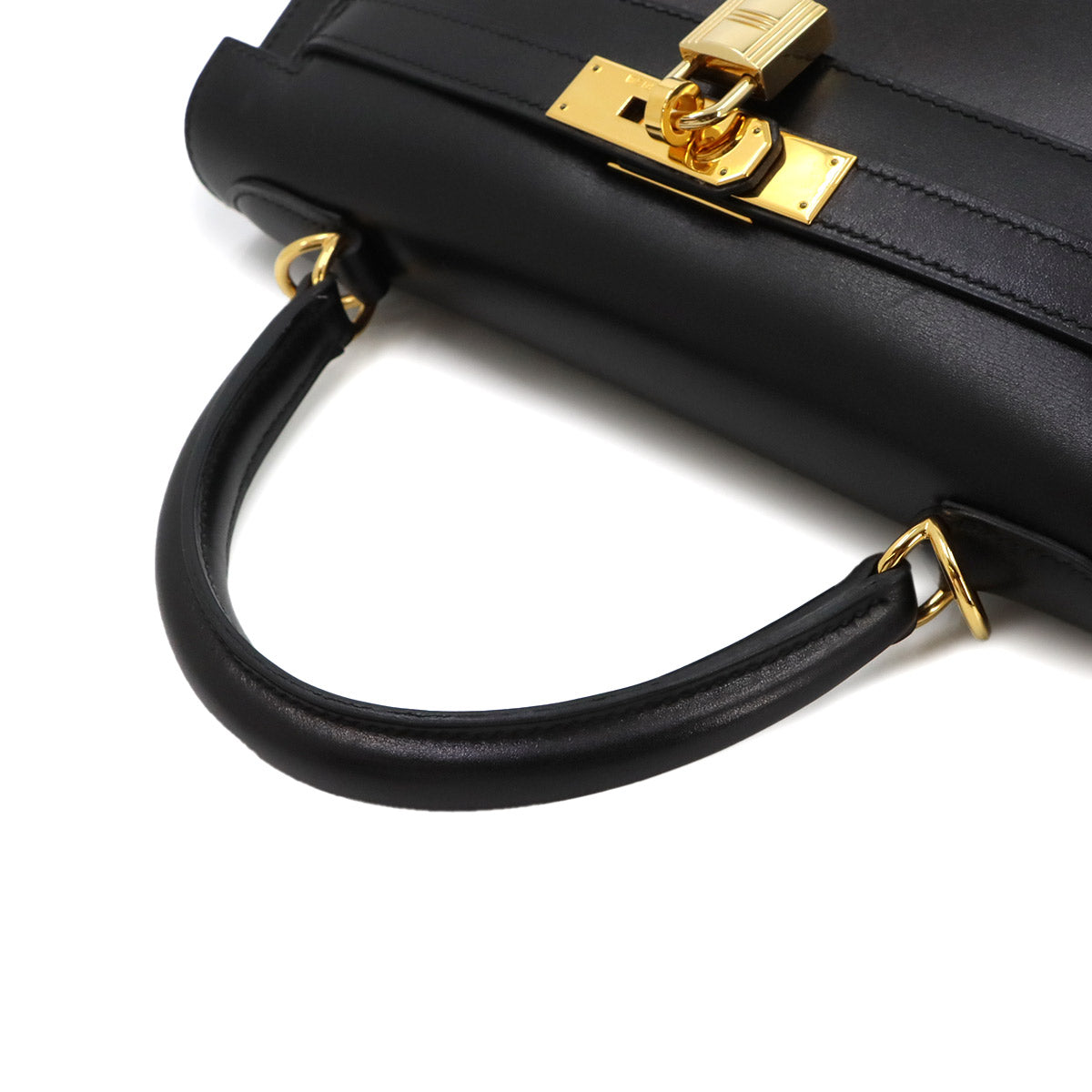 Kelly 28 Box carf Black 2way Hand Shoulder Bag Purse