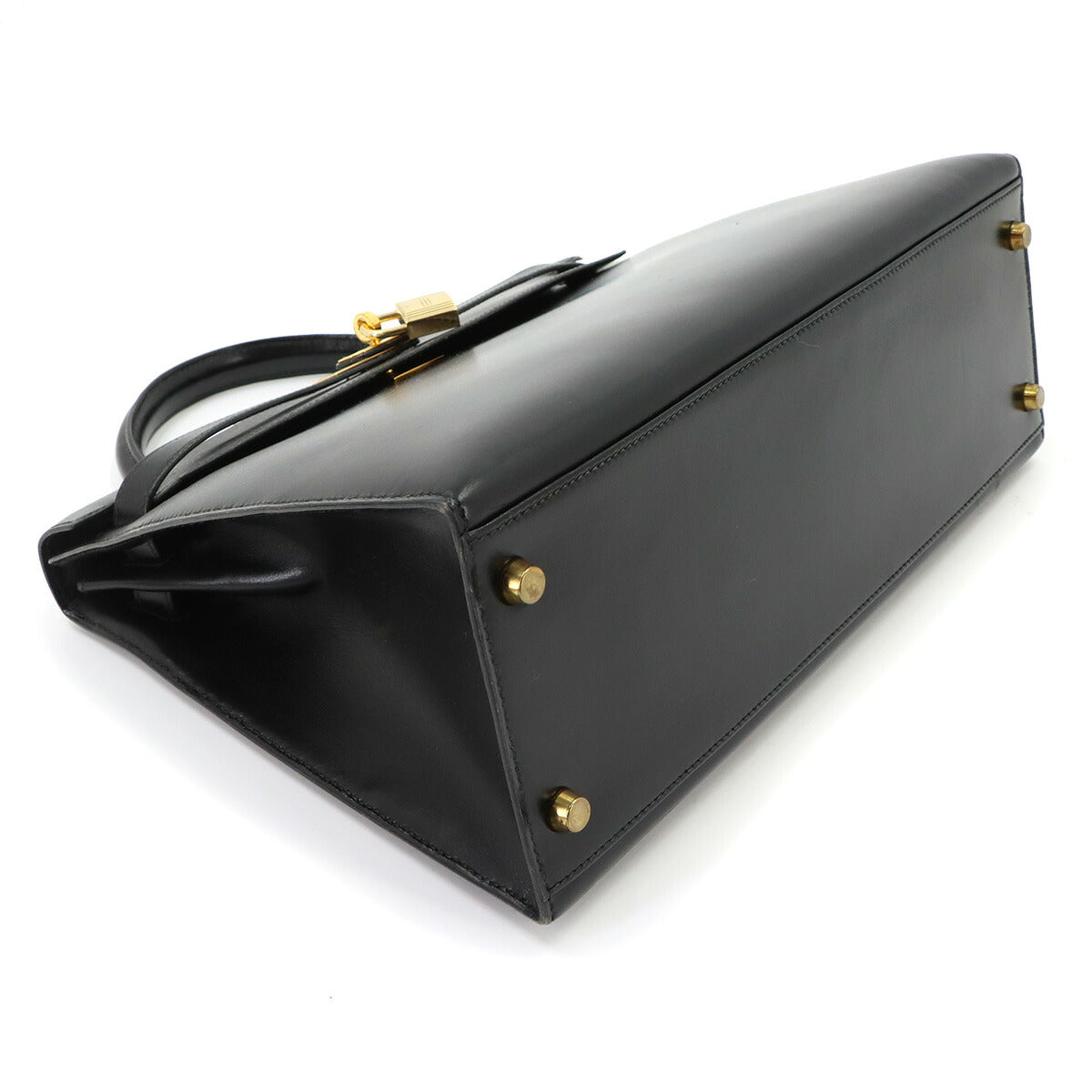 Kelly 32 Box calf Black Hand Shoulder Bag Vintage Purse
