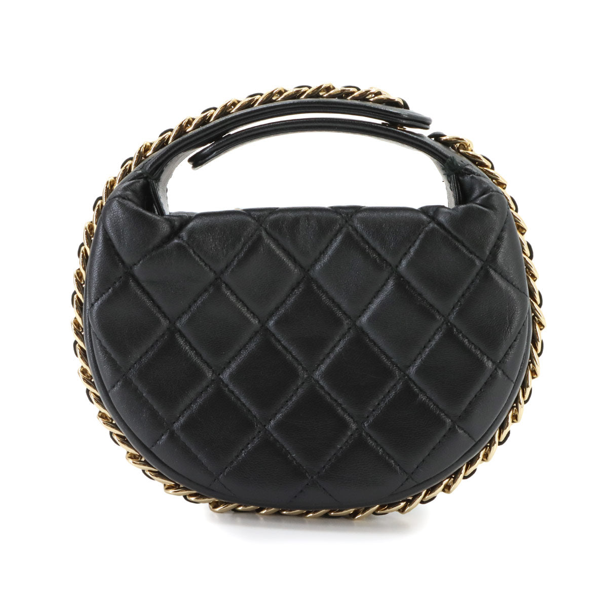 Matelasse Hand Bag Leather Black AP3095 Purse