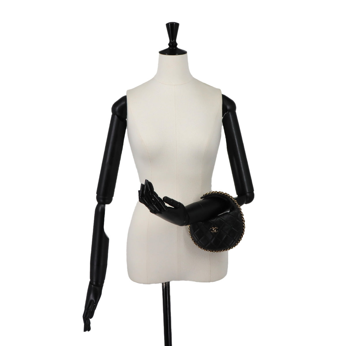 Matelasse Hand Bag Leather Black AP3095 Purse