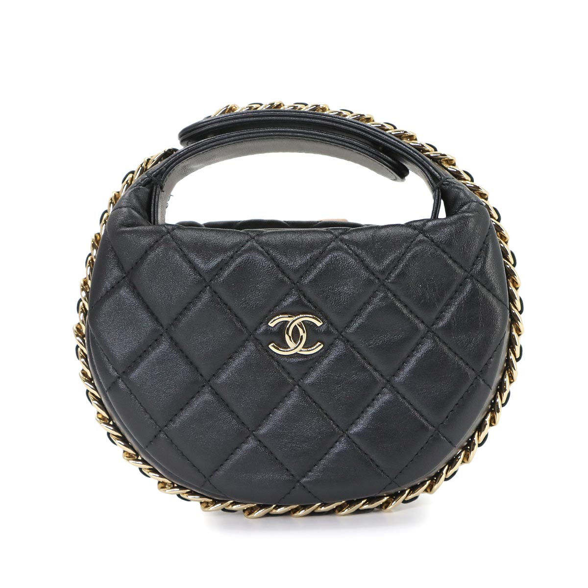 Matelasse Hand Bag Leather Black AP3095 Purse