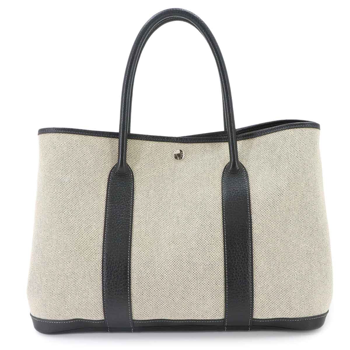Garden Party PM Tote Bag Toile H Leather Black Gray