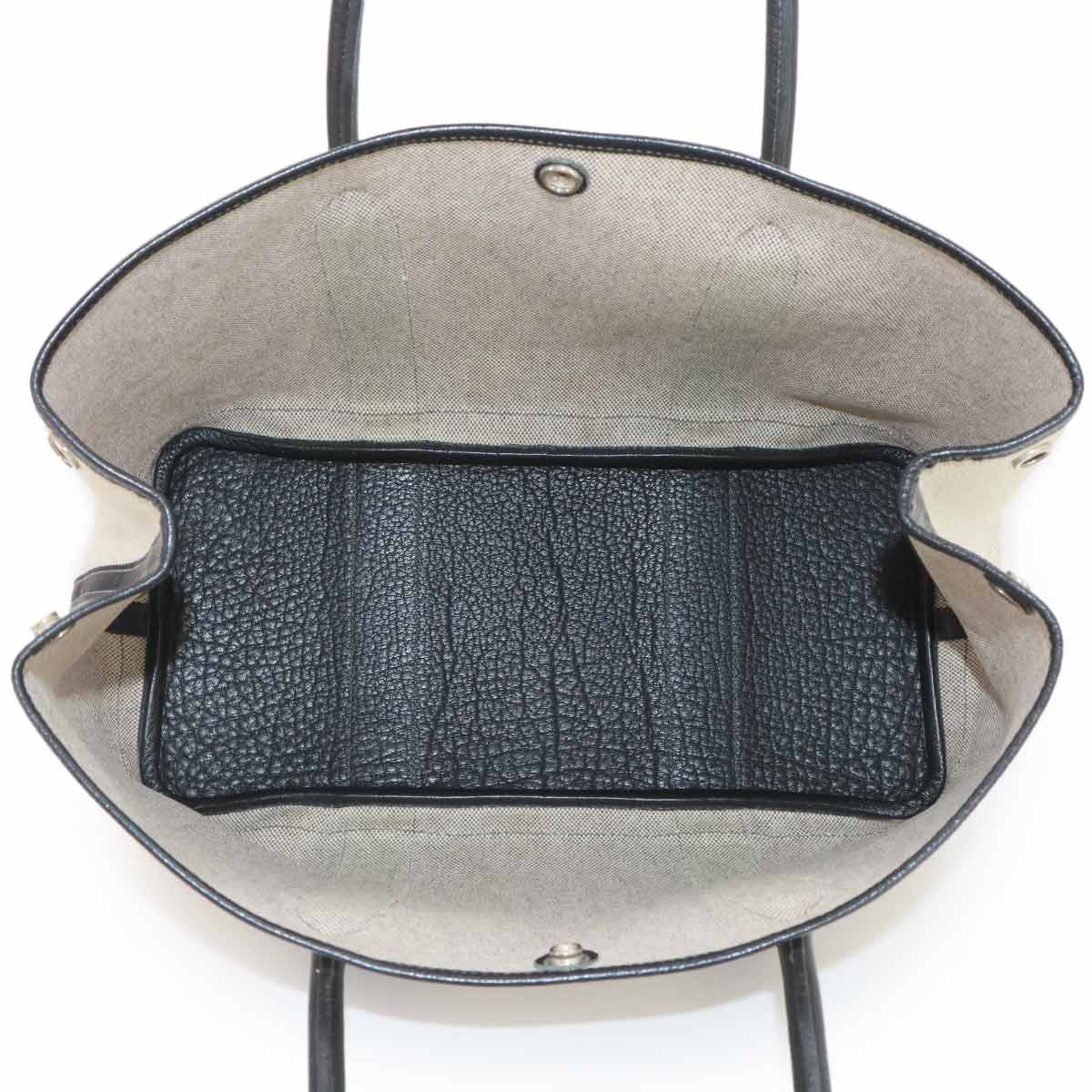 Garden Party PM Tote Bag Toile H Leather Black Gray
