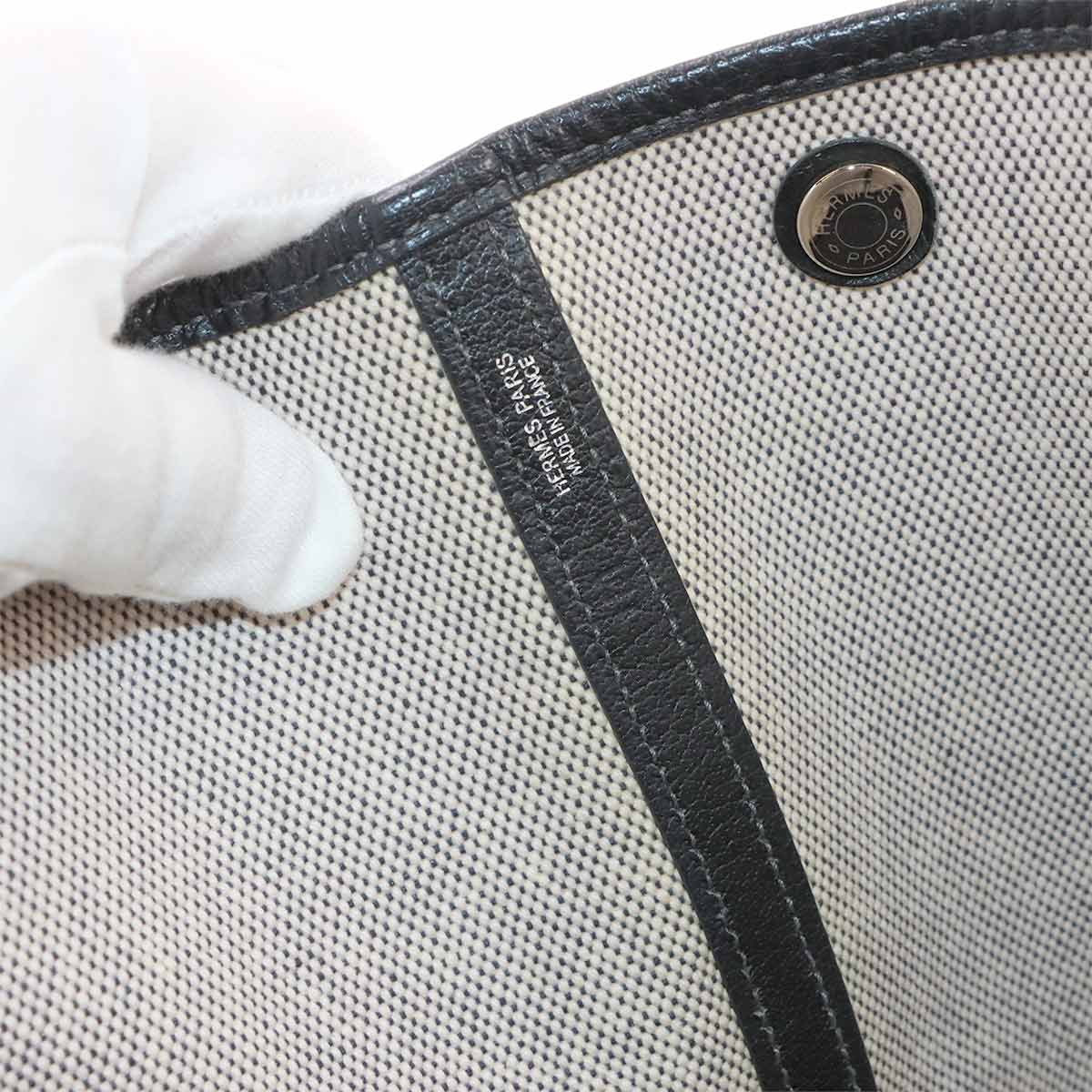 Garden Party PM Tote Bag Toile H Leather Black Gray