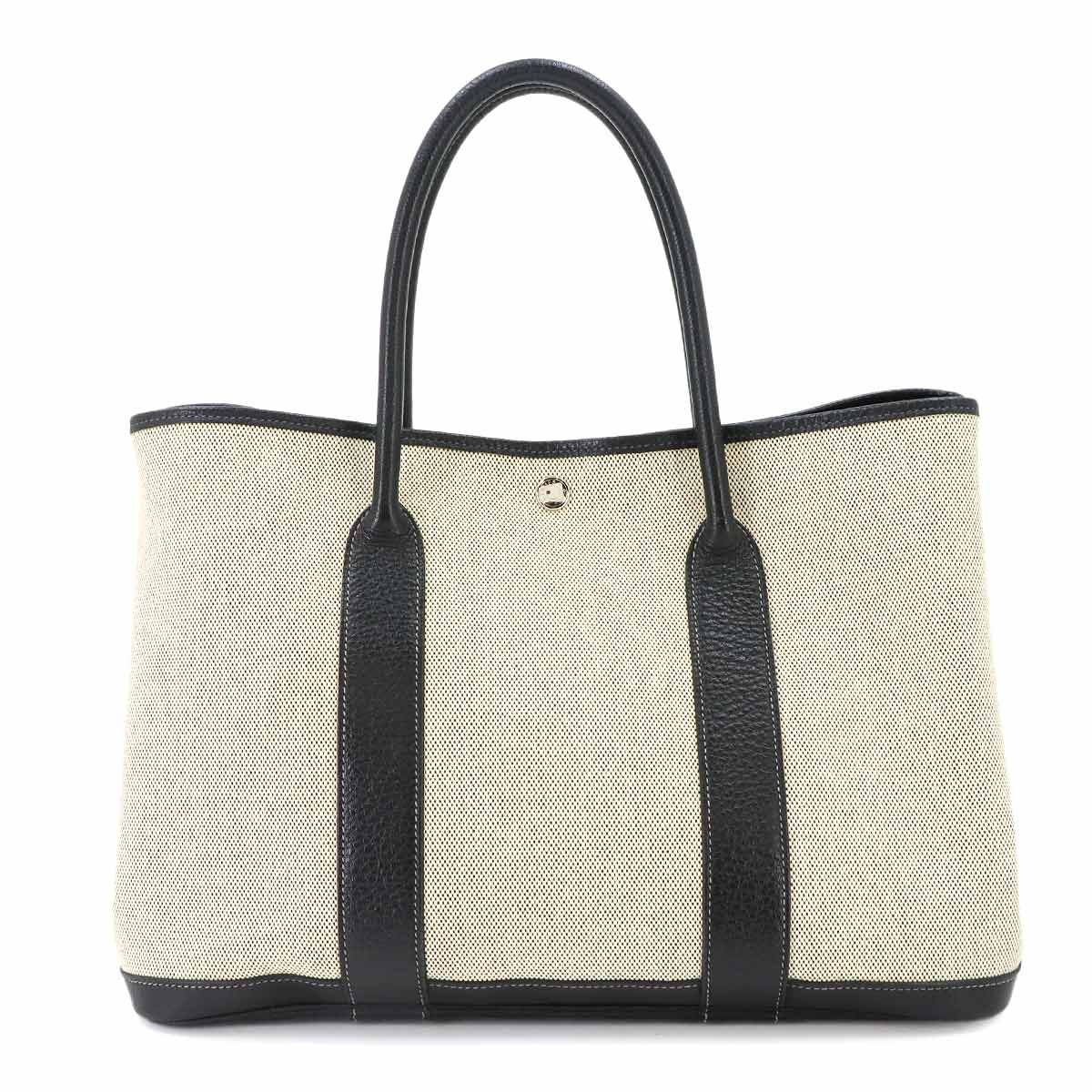 Garden Party PM Tote Bag Toile H Leather Black Gray