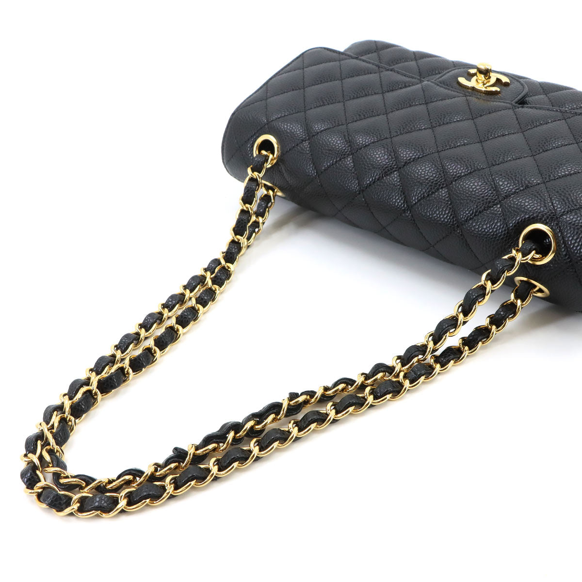 Matelasse 25 Chain Shoulder Bag Leather Black A01112