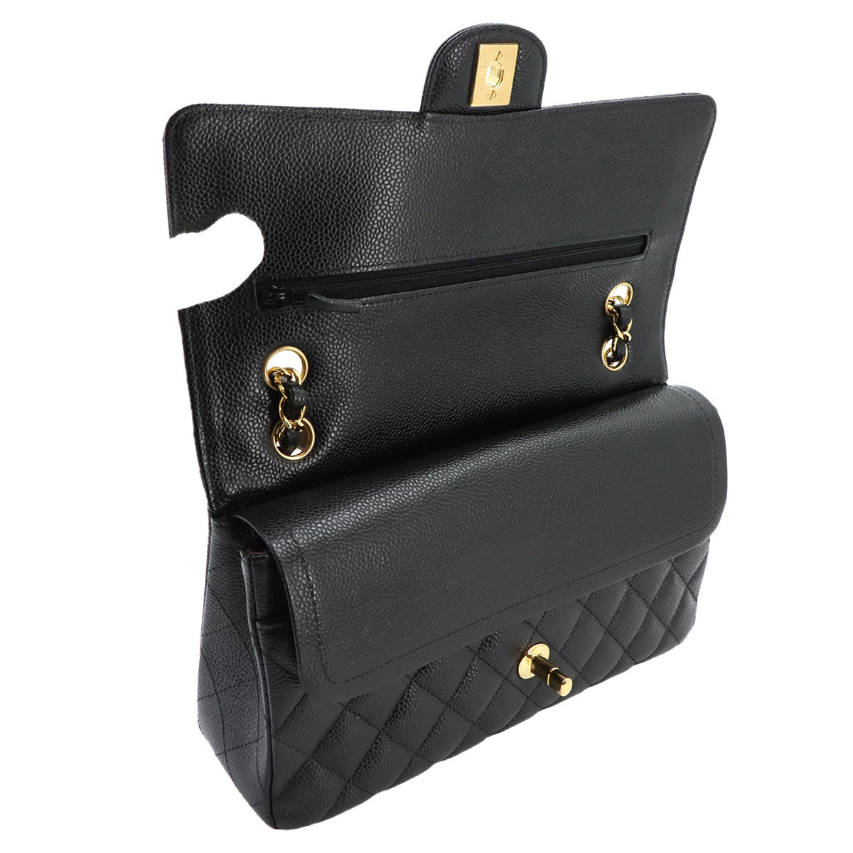 Matelasse 25 Chain Shoulder Bag Leather Black A01112