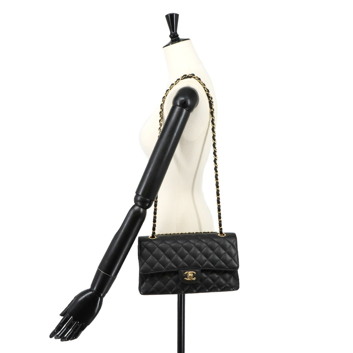 Matelasse 25 Chain Shoulder Bag Leather Black A01112